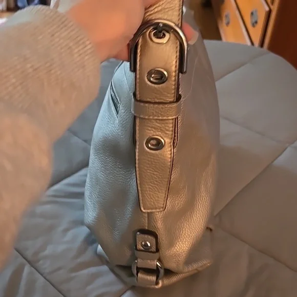 Coach Gold Metallic Pebbled Leather Hobo - Picture 3 of 10